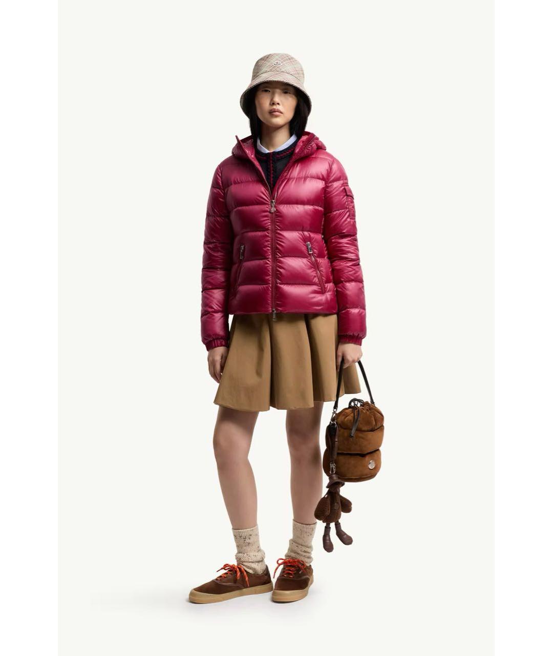 MONCLER Красный полиамидовый пуховик, фото 5