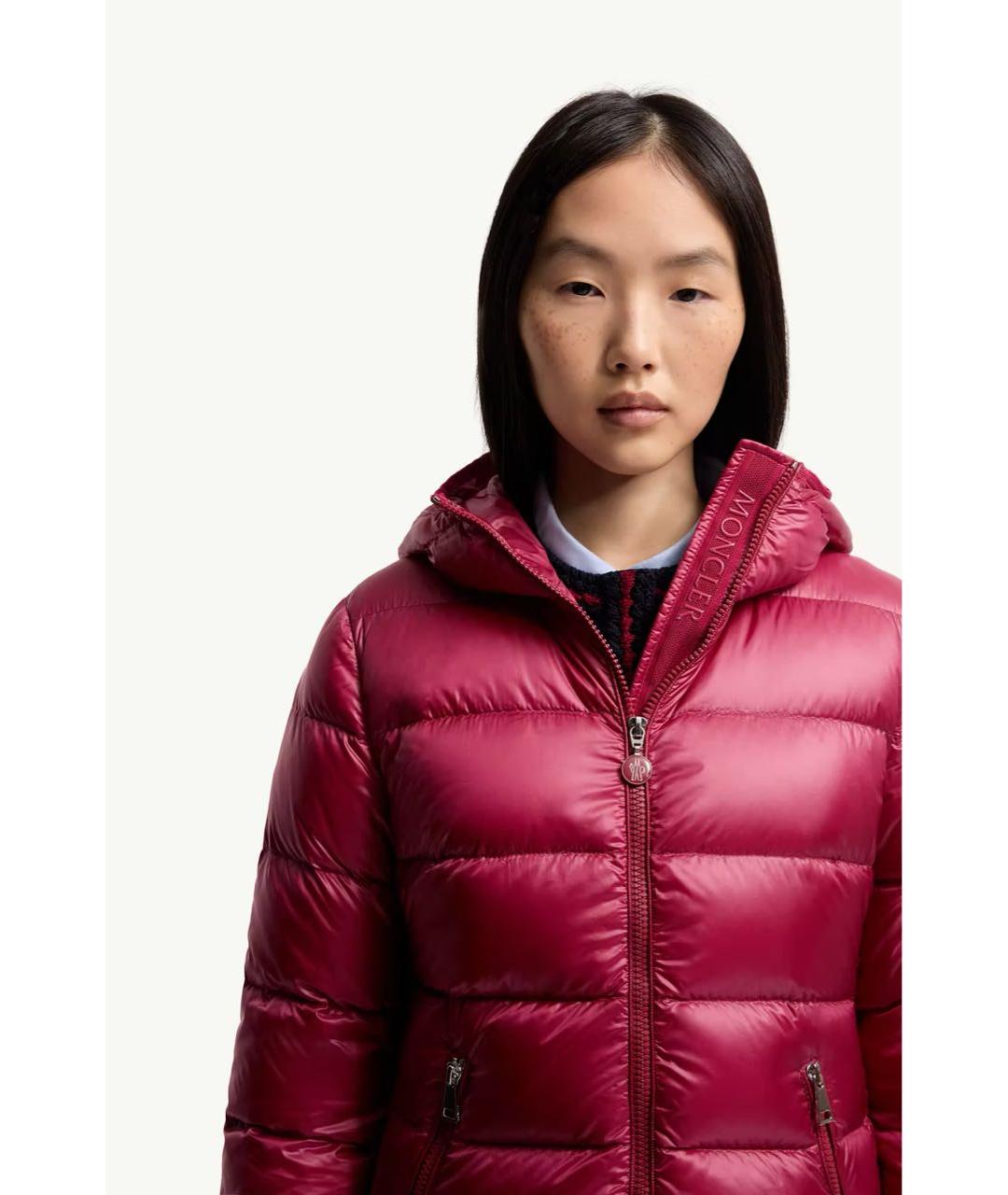 MONCLER Красный полиамидовый пуховик, фото 4