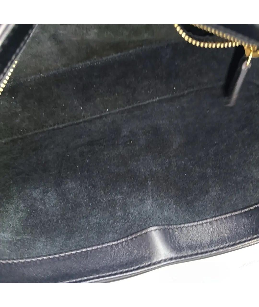 SAINT LAURENT Черная кожаная сумка с короткими ручками, фото 4