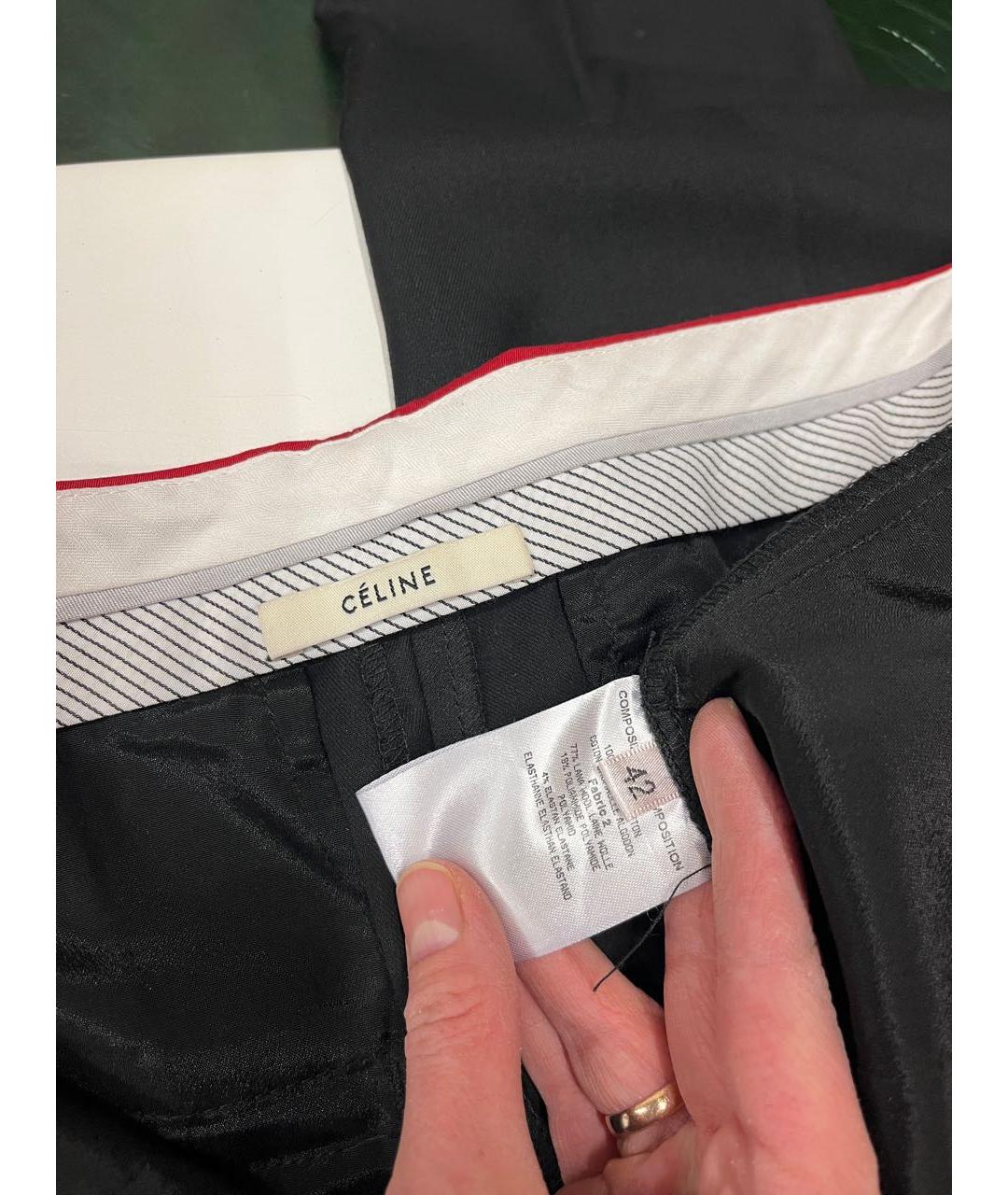 CELINE Черные шерстяные прямые брюки, фото 5
