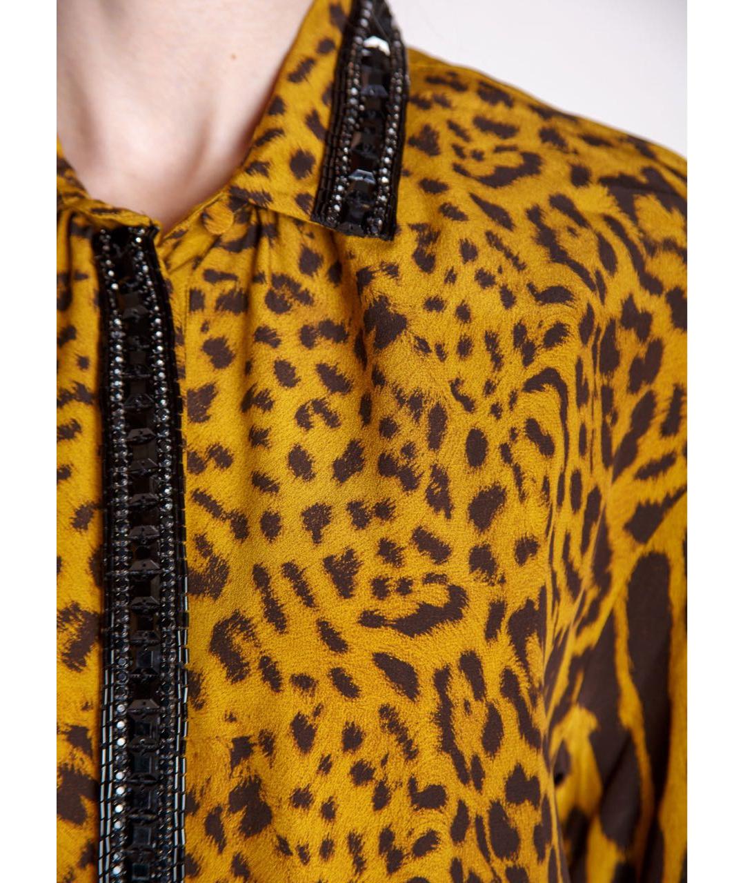 ROBERTO CAVALLI Горчичная шелковая блузы, фото 4