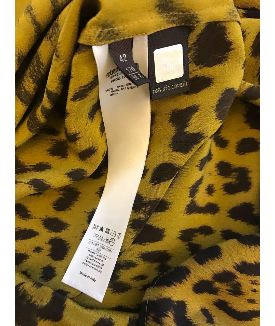 ROBERTO CAVALLI Горчичная шелковая блузы, фото 8