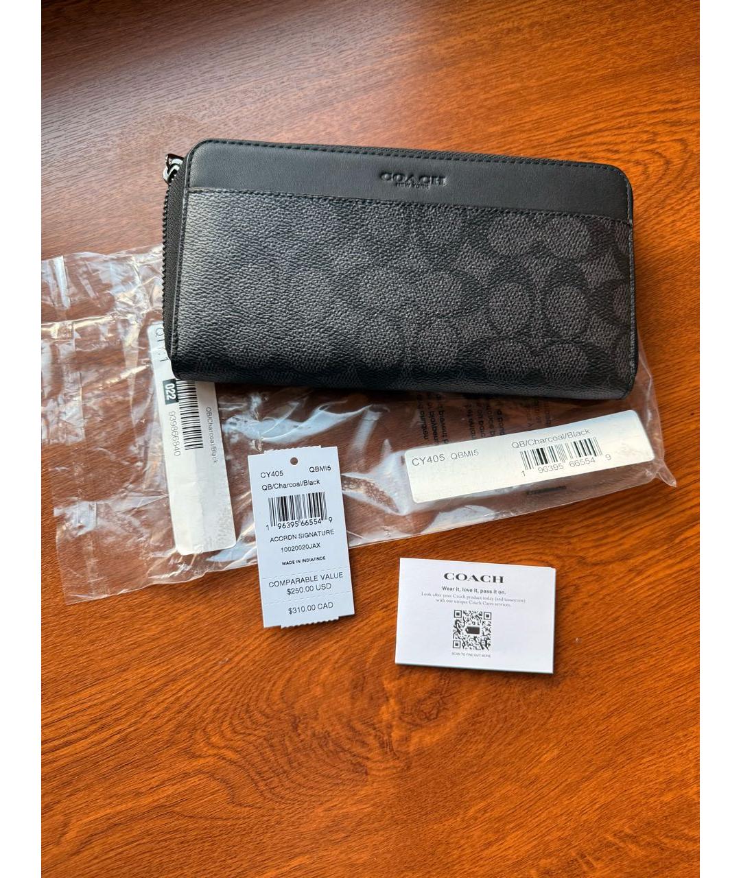 COACH Антрацитовый кошелек, фото 8
