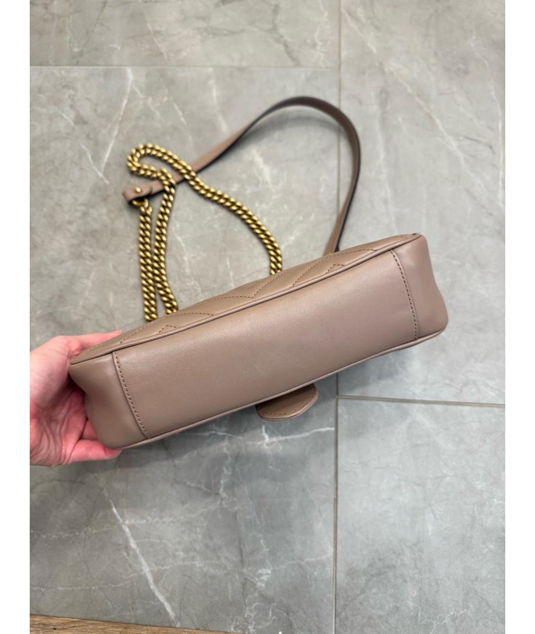 GUCCI Бежевая кожаная сумка через плечо, фото 5