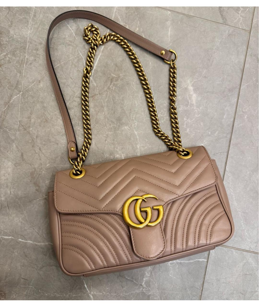 GUCCI Бежевая кожаная сумка через плечо, фото 9