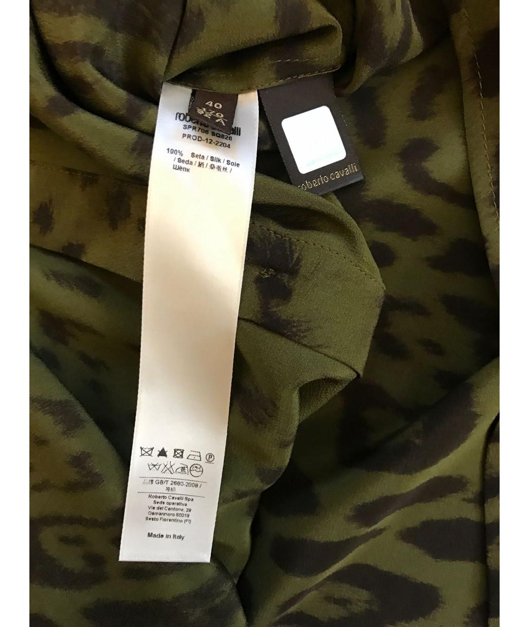 ROBERTO CAVALLI Хаки шелковая блузы, фото 8