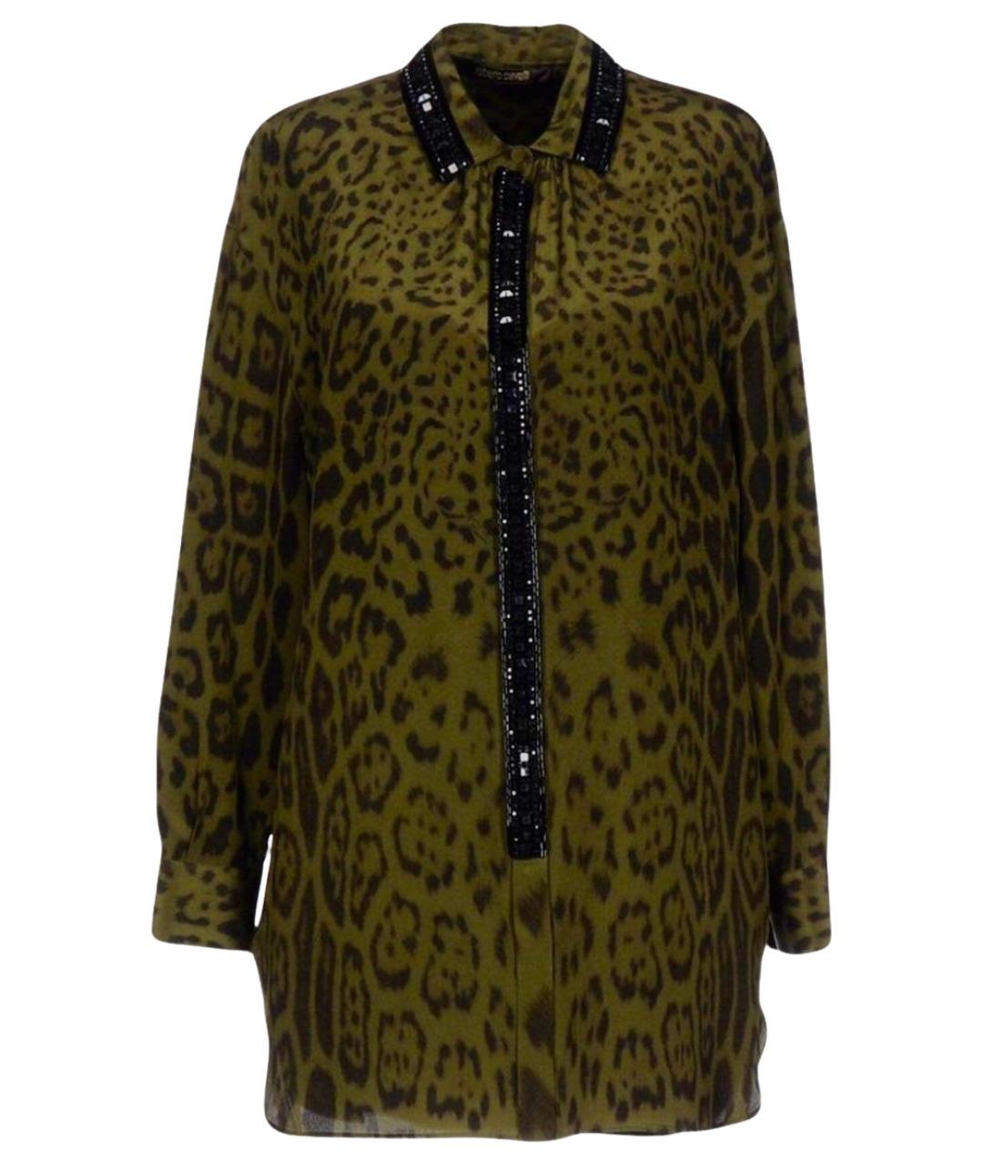 ROBERTO CAVALLI Хаки шелковая блузы, фото 1