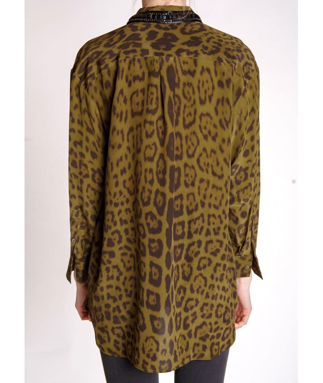 ROBERTO CAVALLI Хаки шелковая блузы, фото 4