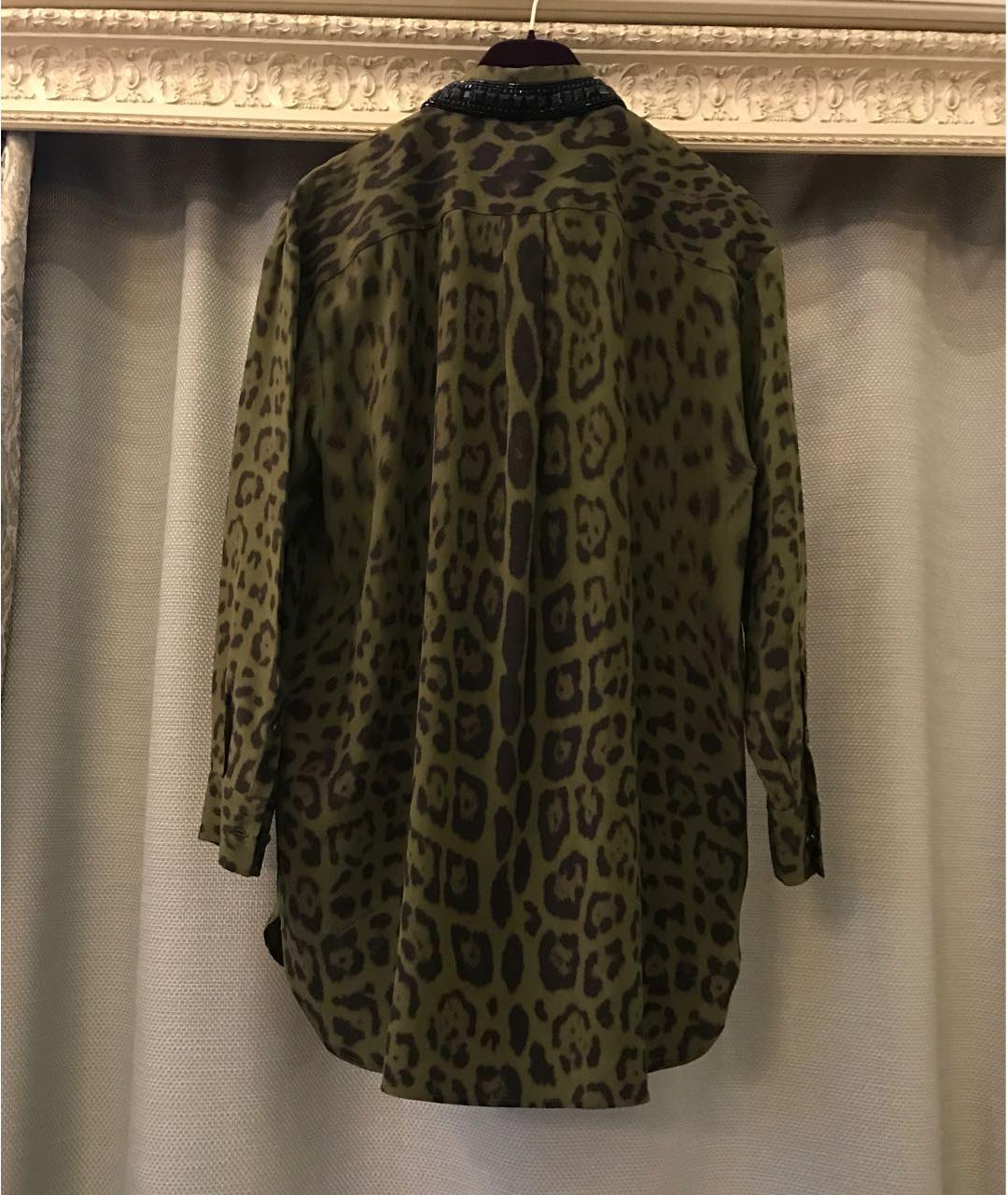 ROBERTO CAVALLI Хаки шелковая блузы, фото 7