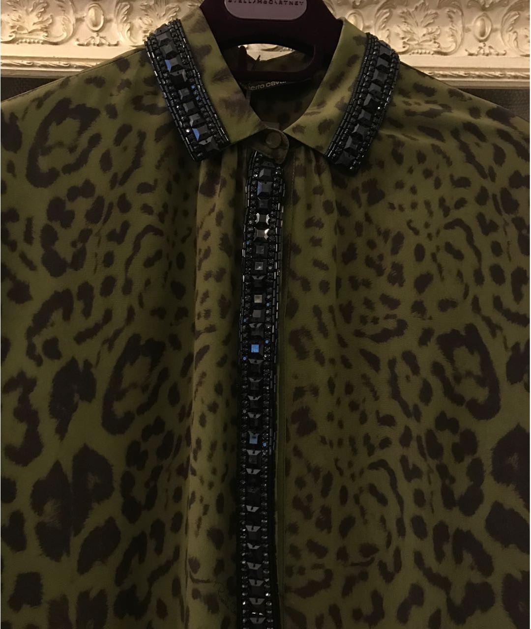 ROBERTO CAVALLI Хаки шелковая блузы, фото 6