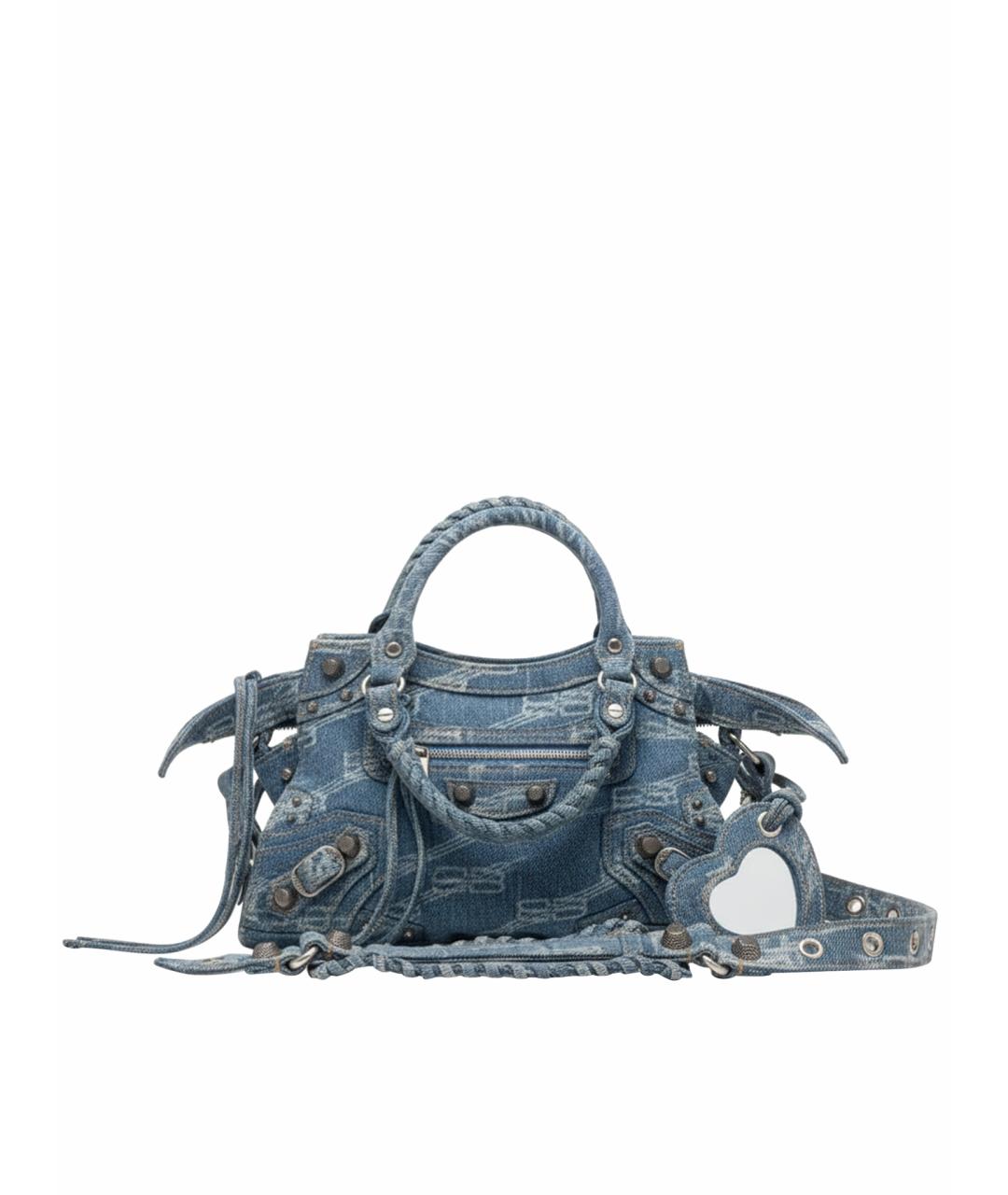 BALENCIAGA Темно-синяя деним сумка тоут, фото 1