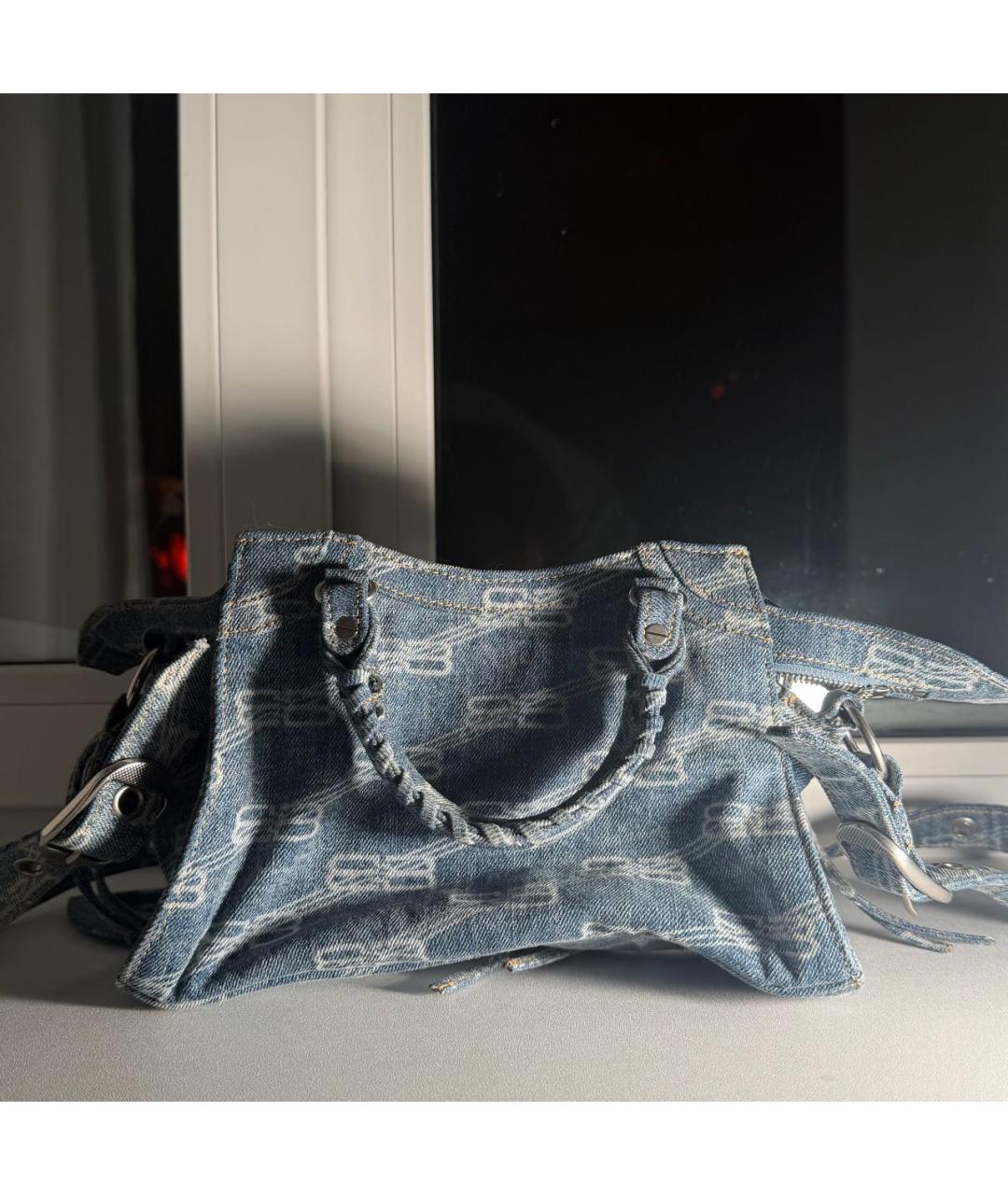 BALENCIAGA Темно-синяя деним сумка тоут, фото 3