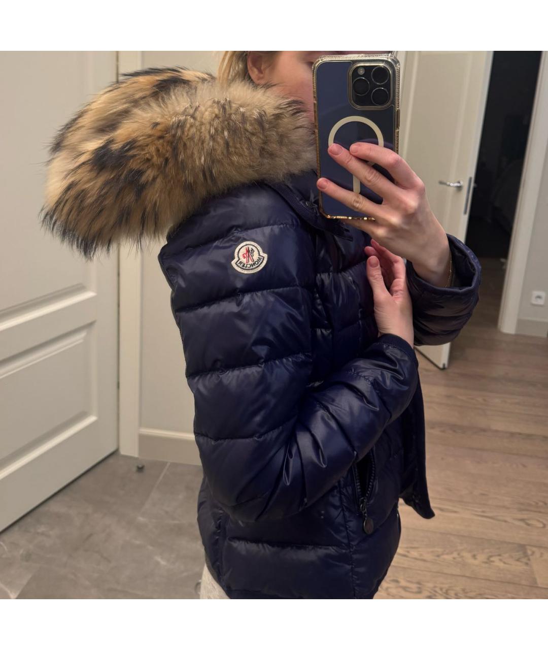 MONCLER Фиолетовый полиамидовый пуховик, фото 5