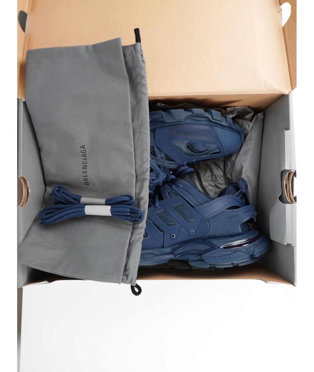 BALENCIAGA Темно-синие кожаные низкие кроссовки / кеды, фото 6