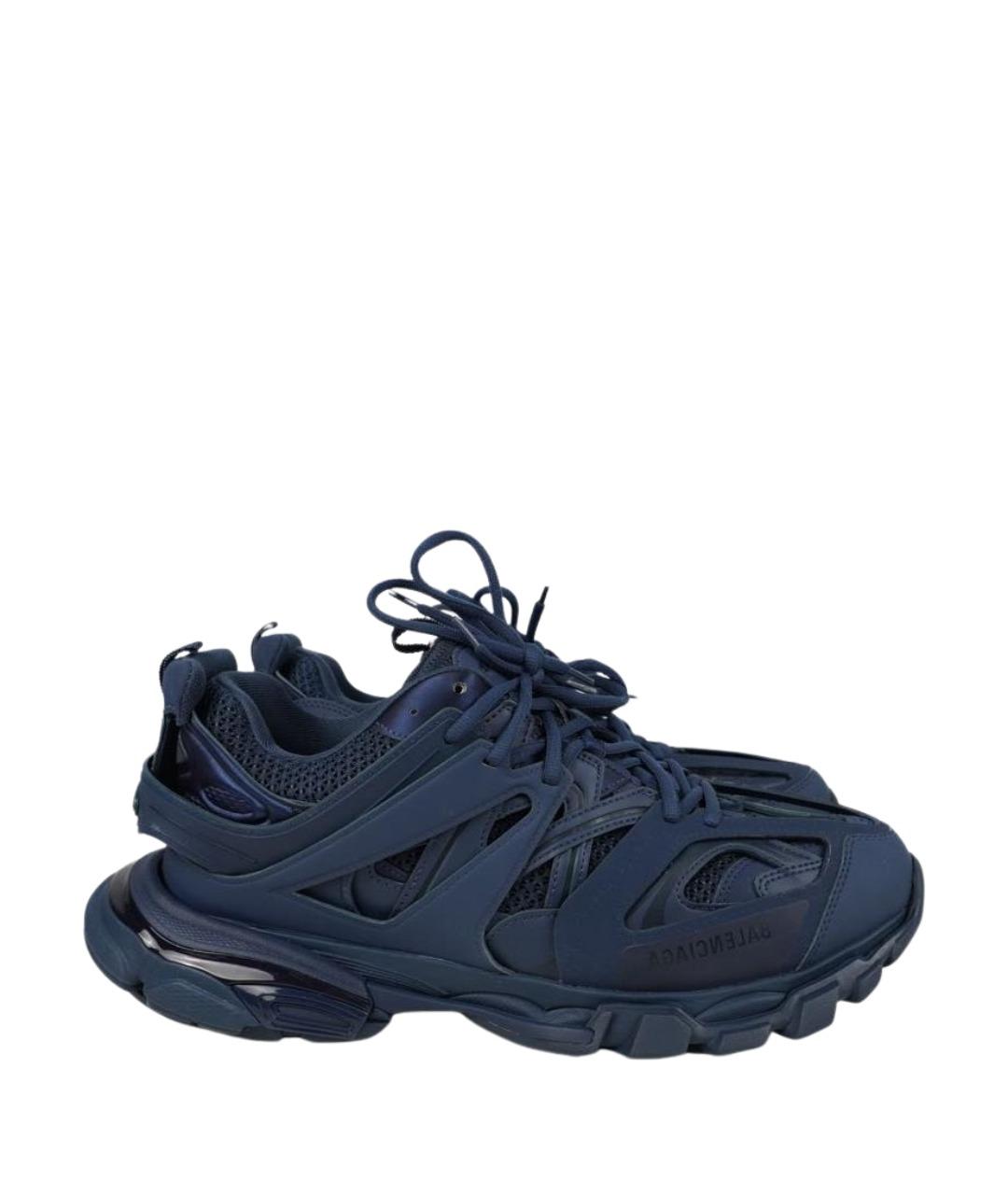 BALENCIAGA Темно-синие кожаные низкие кроссовки / кеды, фото 1