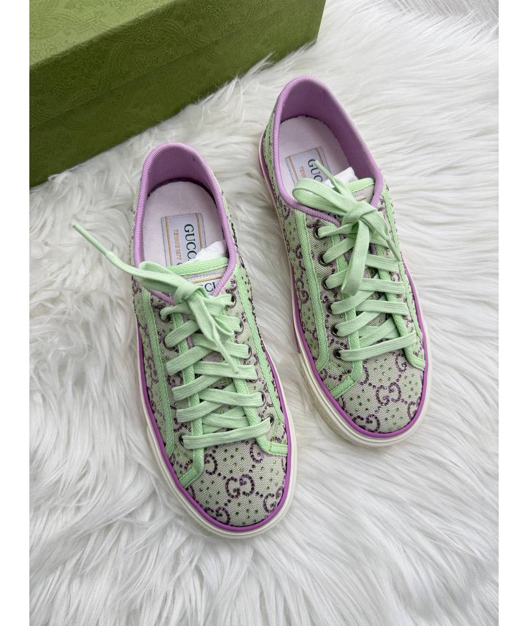 GUCCI Зеленые текстильные кеды, фото 2