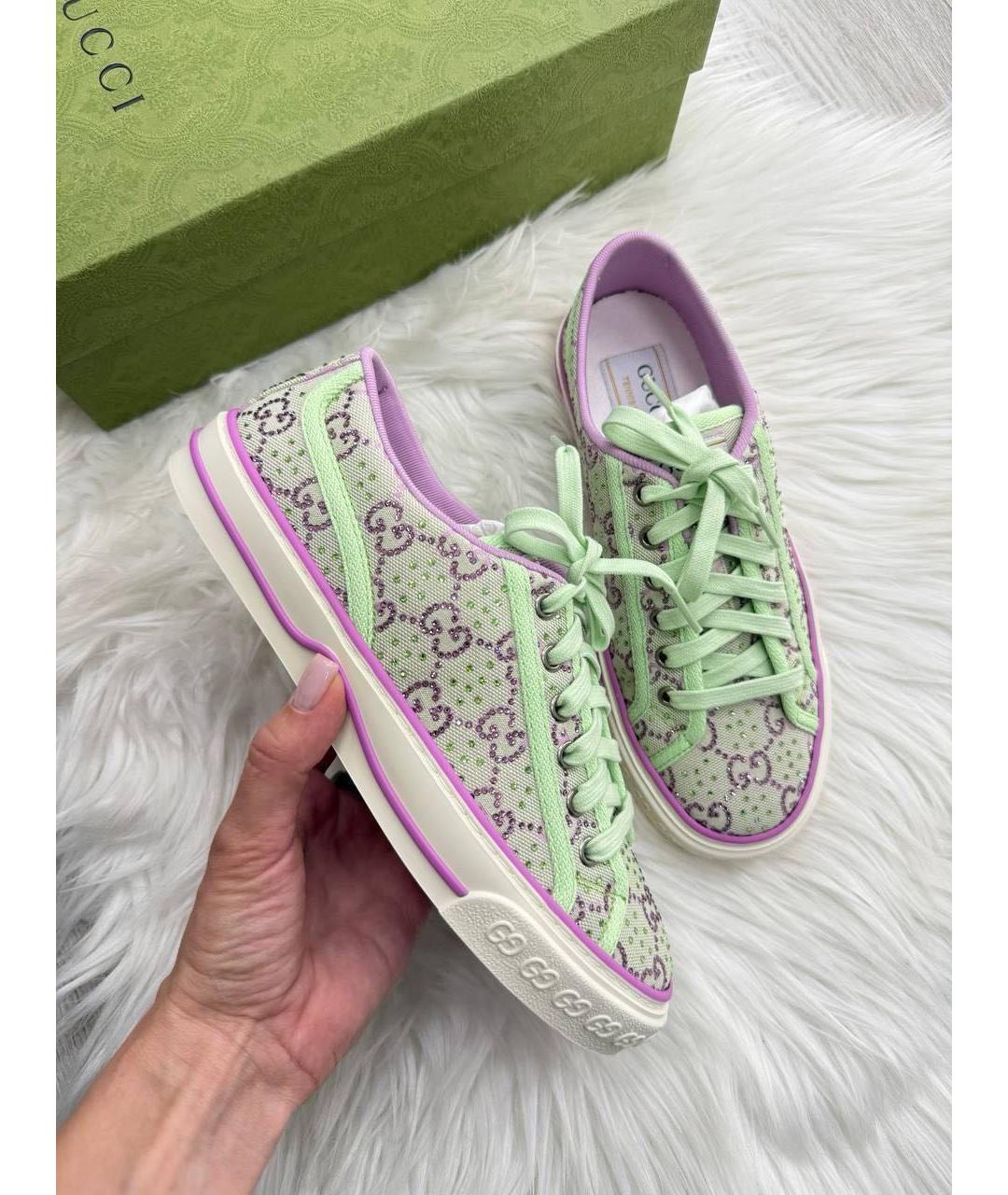GUCCI Зеленые текстильные кеды, фото 3