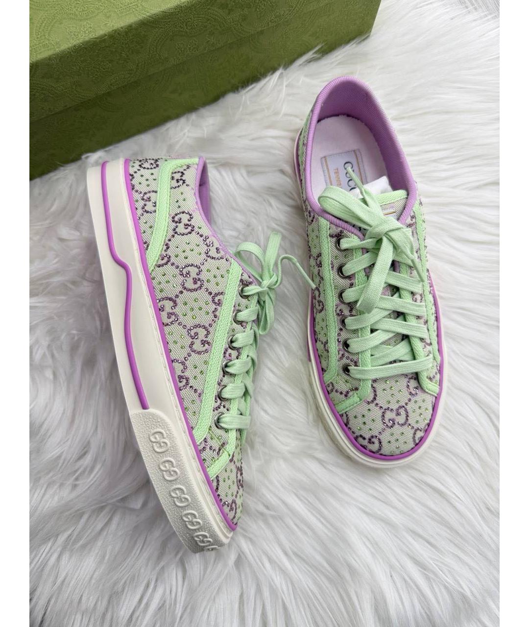 GUCCI Зеленые текстильные кеды, фото 4