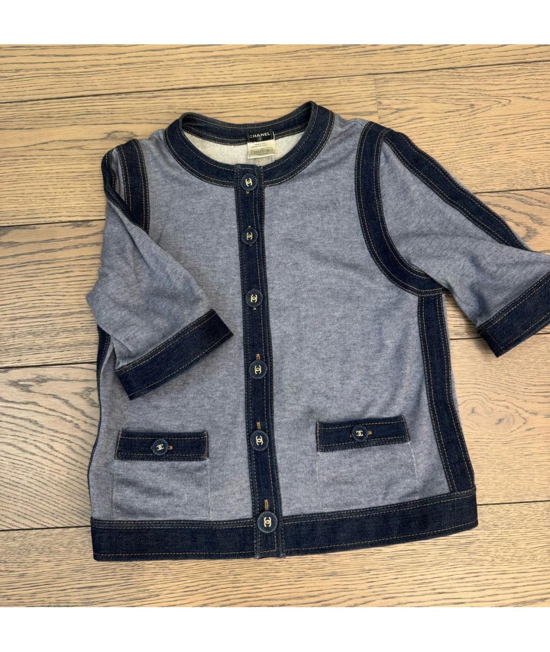 CHANEL Серый хлопковый жакет/пиджак, фото 6