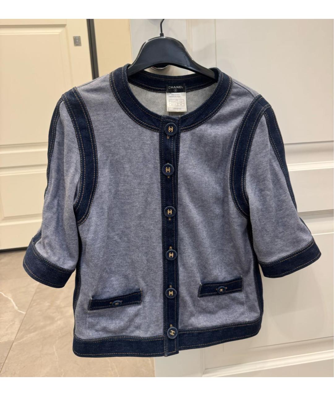 CHANEL Серый хлопковый жакет/пиджак, фото 7