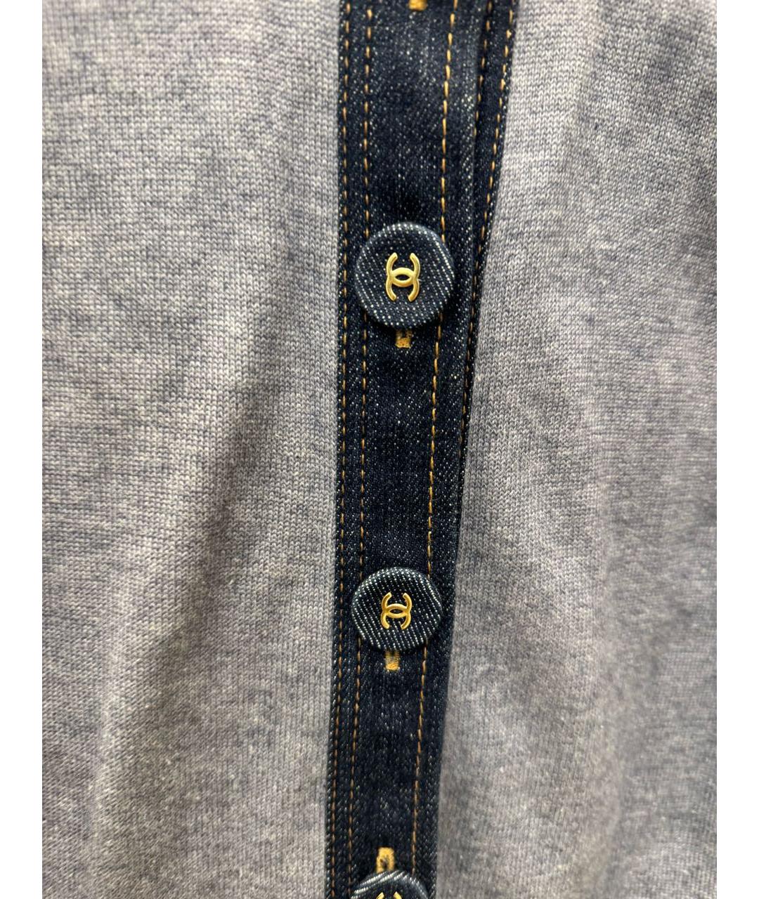 CHANEL Серый хлопковый жакет/пиджак, фото 5