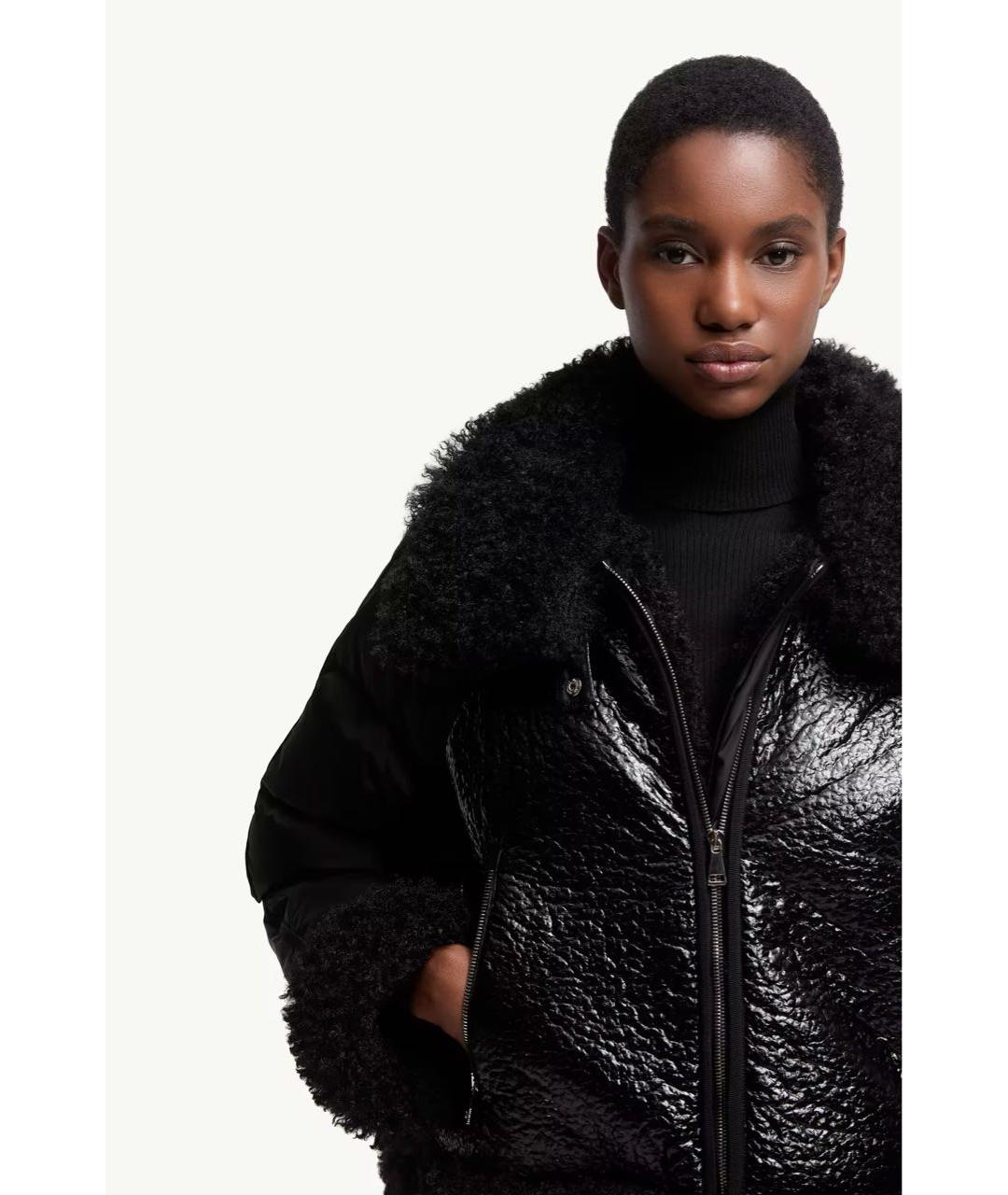 MONCLER Черный полиамидовый пуховик, фото 5