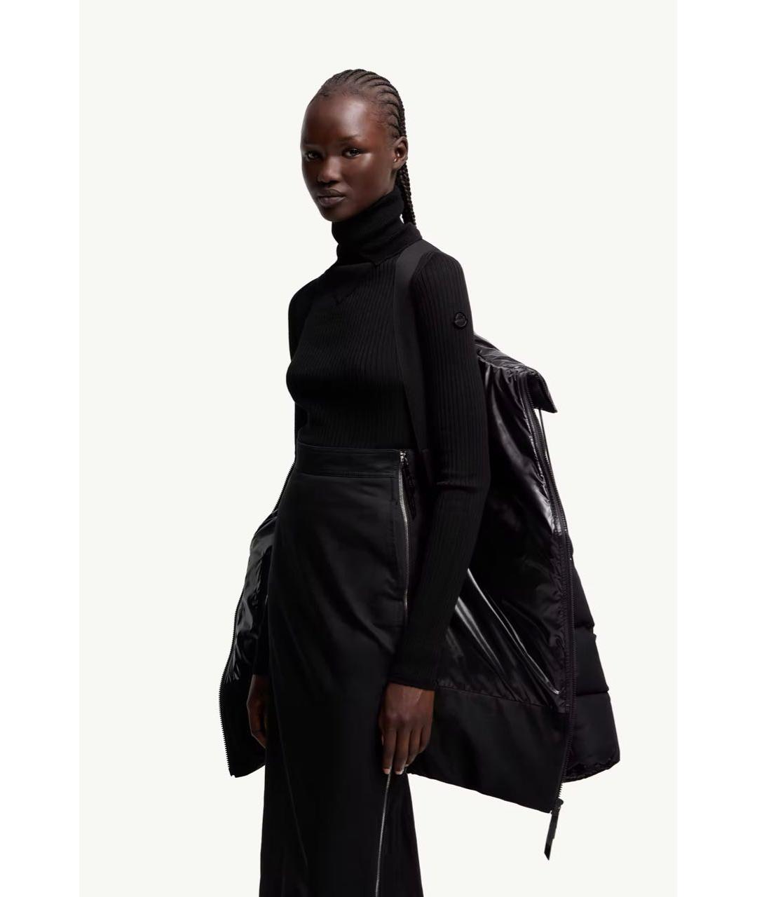 MONCLER Черный шерстяной пуховик, фото 4