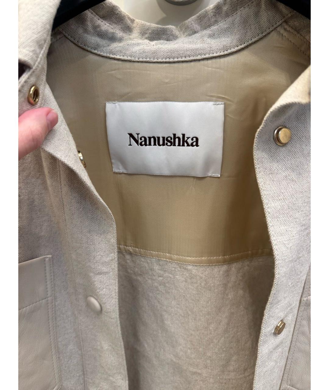 NANUSHKA Бежевая льняная кэжуал рубашка, фото 3