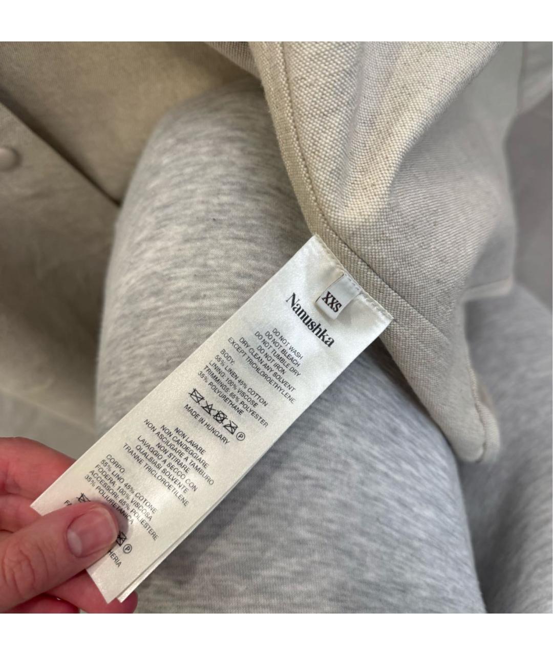 NANUSHKA Бежевая льняная кэжуал рубашка, фото 5