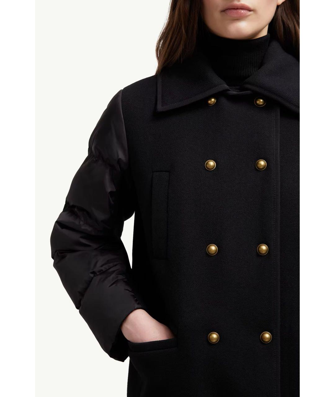 MONCLER Черное шерстяное пальто, фото 4