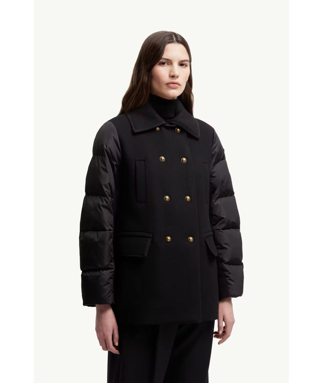 MONCLER Черное шерстяное пальто, фото 2