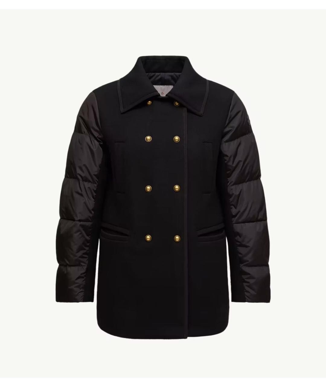 MONCLER Черное шерстяное пальто, фото 7