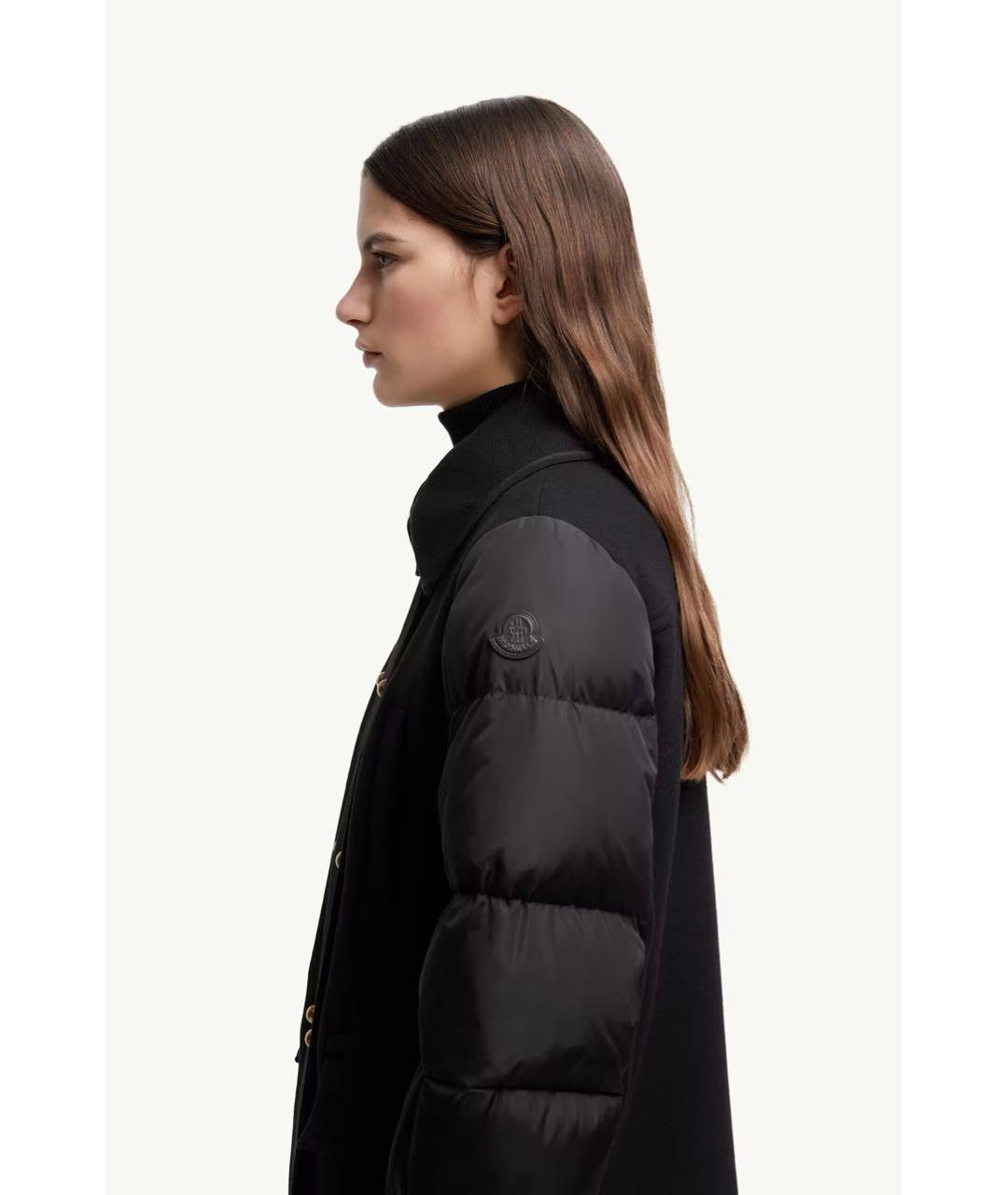 MONCLER Черное шерстяное пальто, фото 6