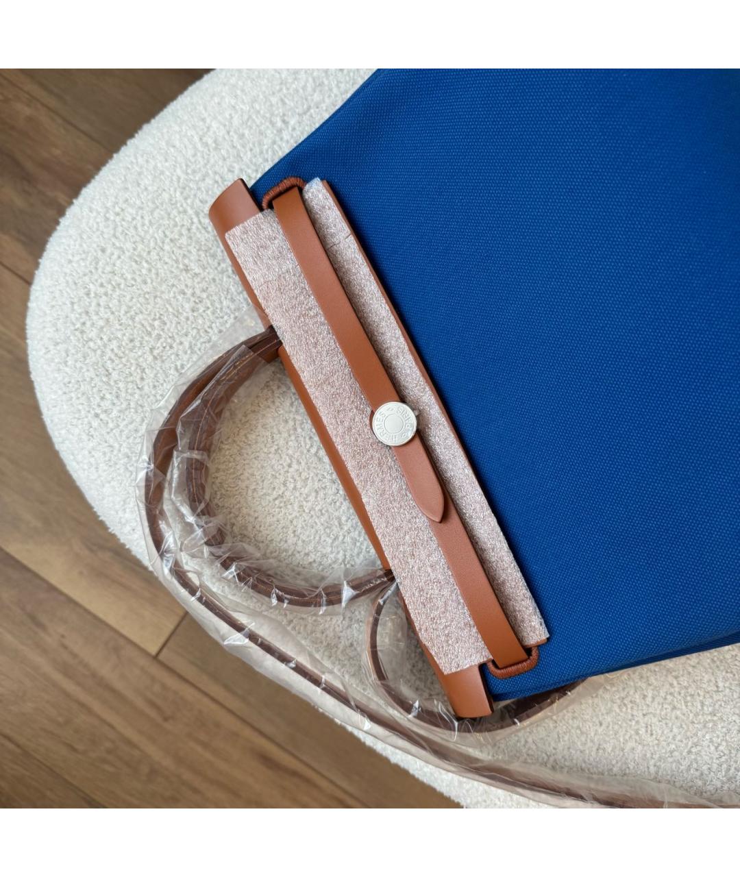 HERMES Синяя тканевая сумка через плечо, фото 5