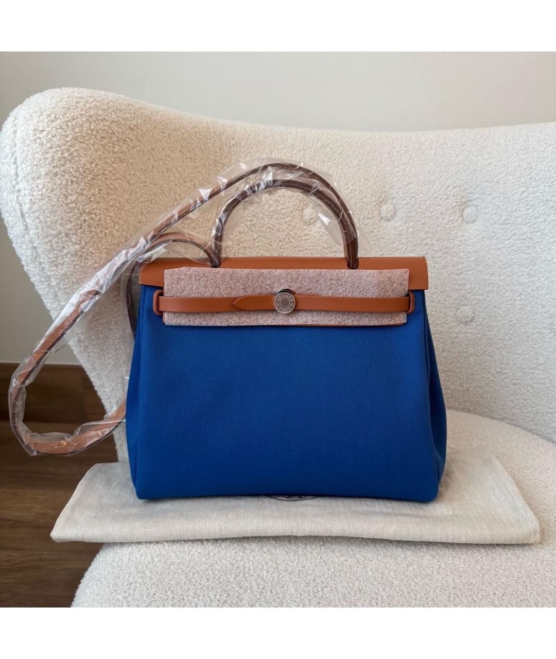 HERMES Синяя тканевая сумка через плечо, фото 2