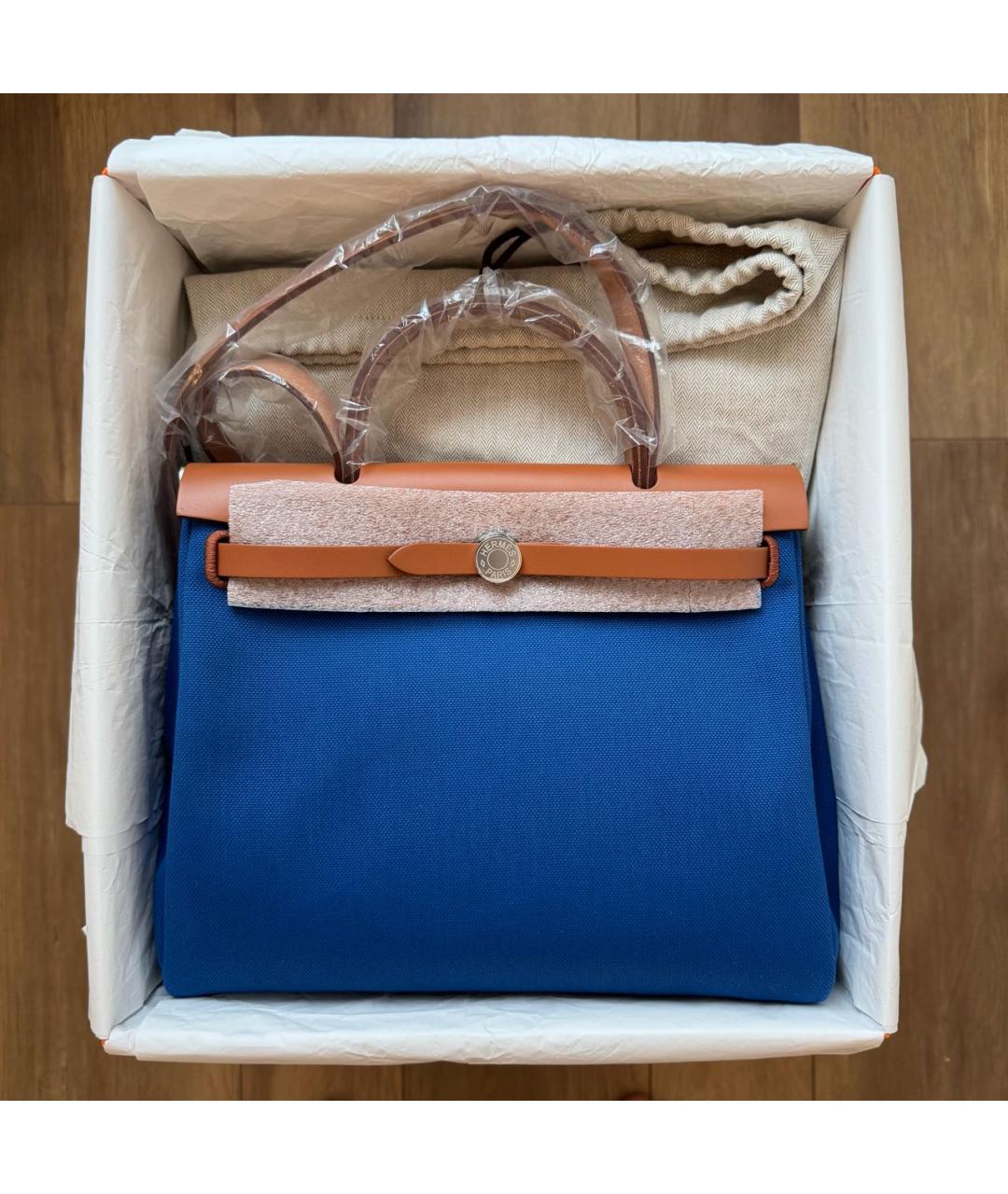 HERMES Синяя тканевая сумка через плечо, фото 4