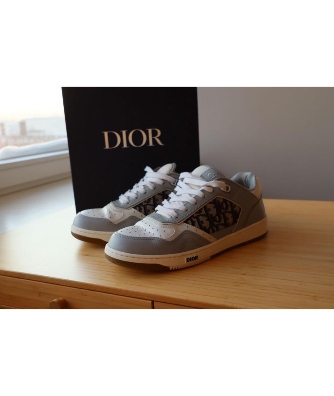 CHRISTIAN DIOR Серые кожаные кроссовки, фото 2