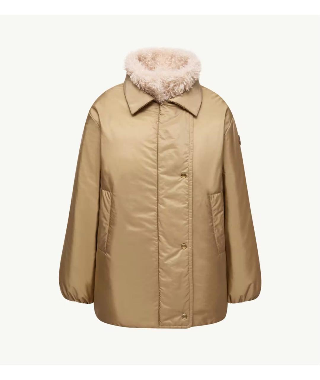 MONCLER Бежевый полиамидовый пуховик, фото 8
