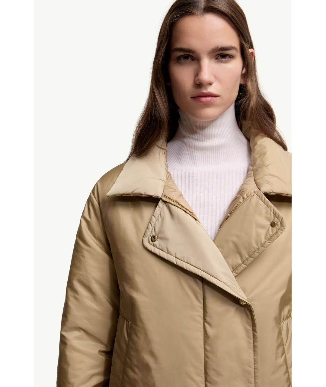 MONCLER Бежевый полиамидовый пуховик, фото 6