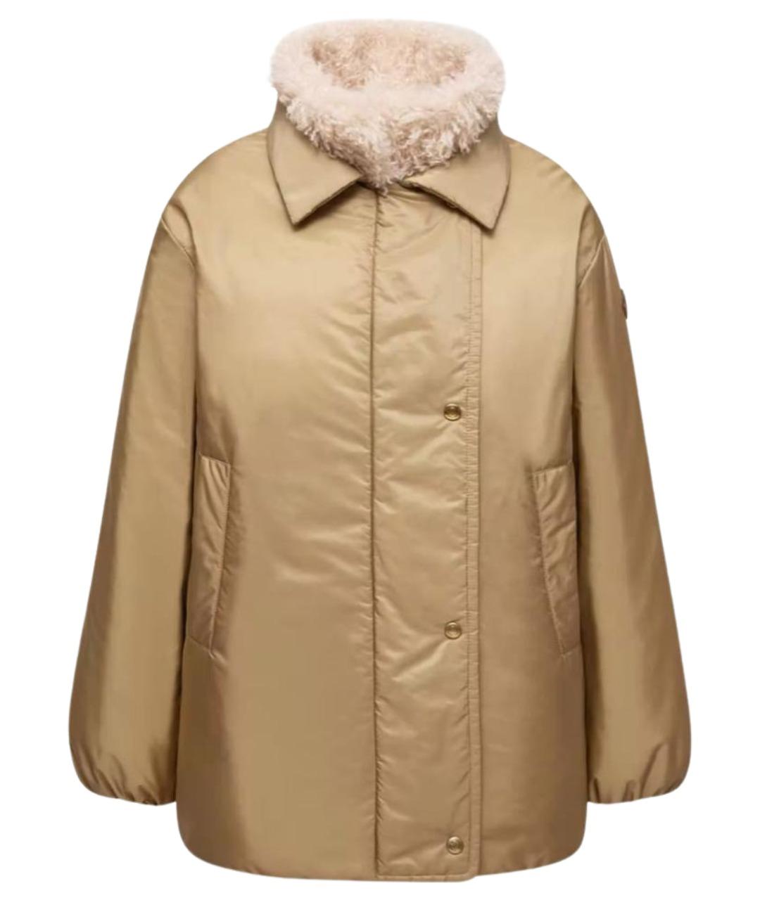 MONCLER Бежевый полиамидовый пуховик, фото 1