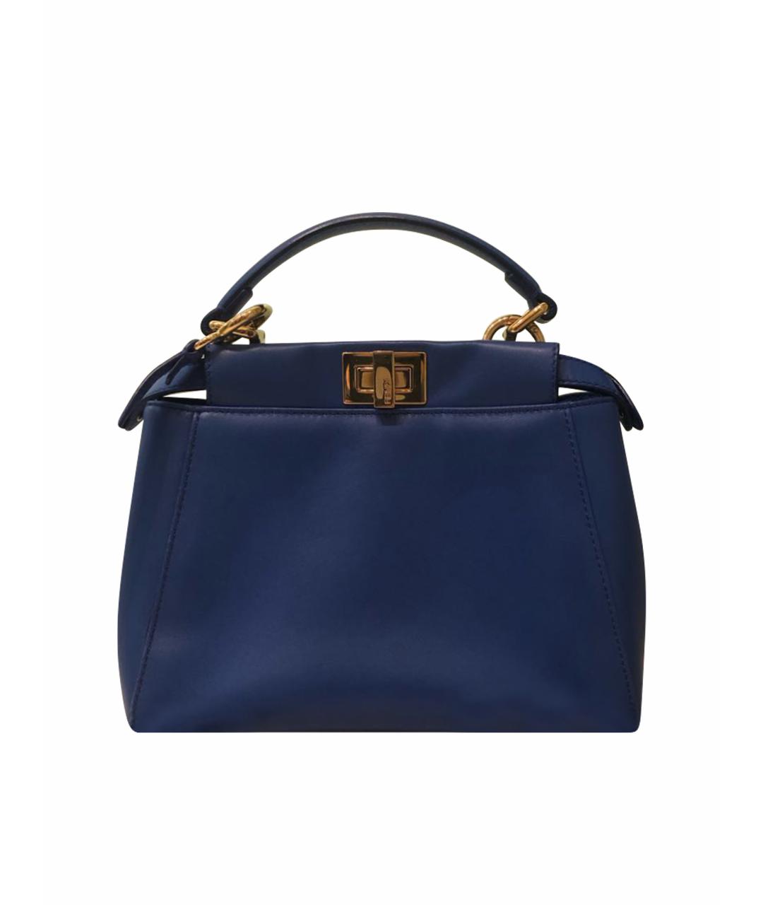 FENDI Синяя кожаная сумка с короткими ручками, фото 1