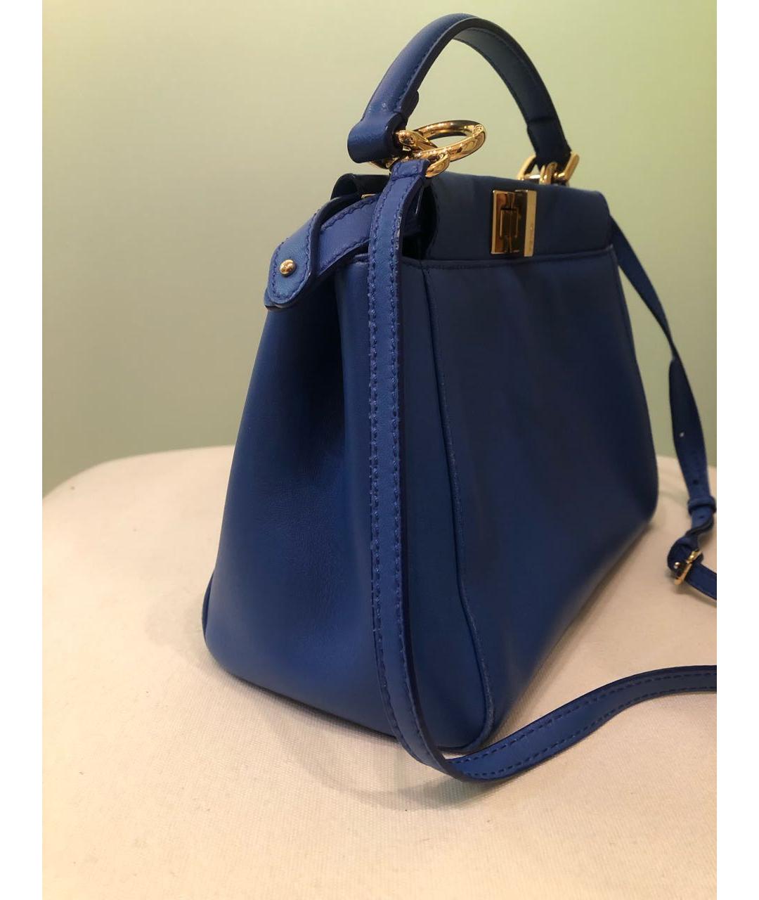 FENDI Синяя кожаная сумка с короткими ручками, фото 2