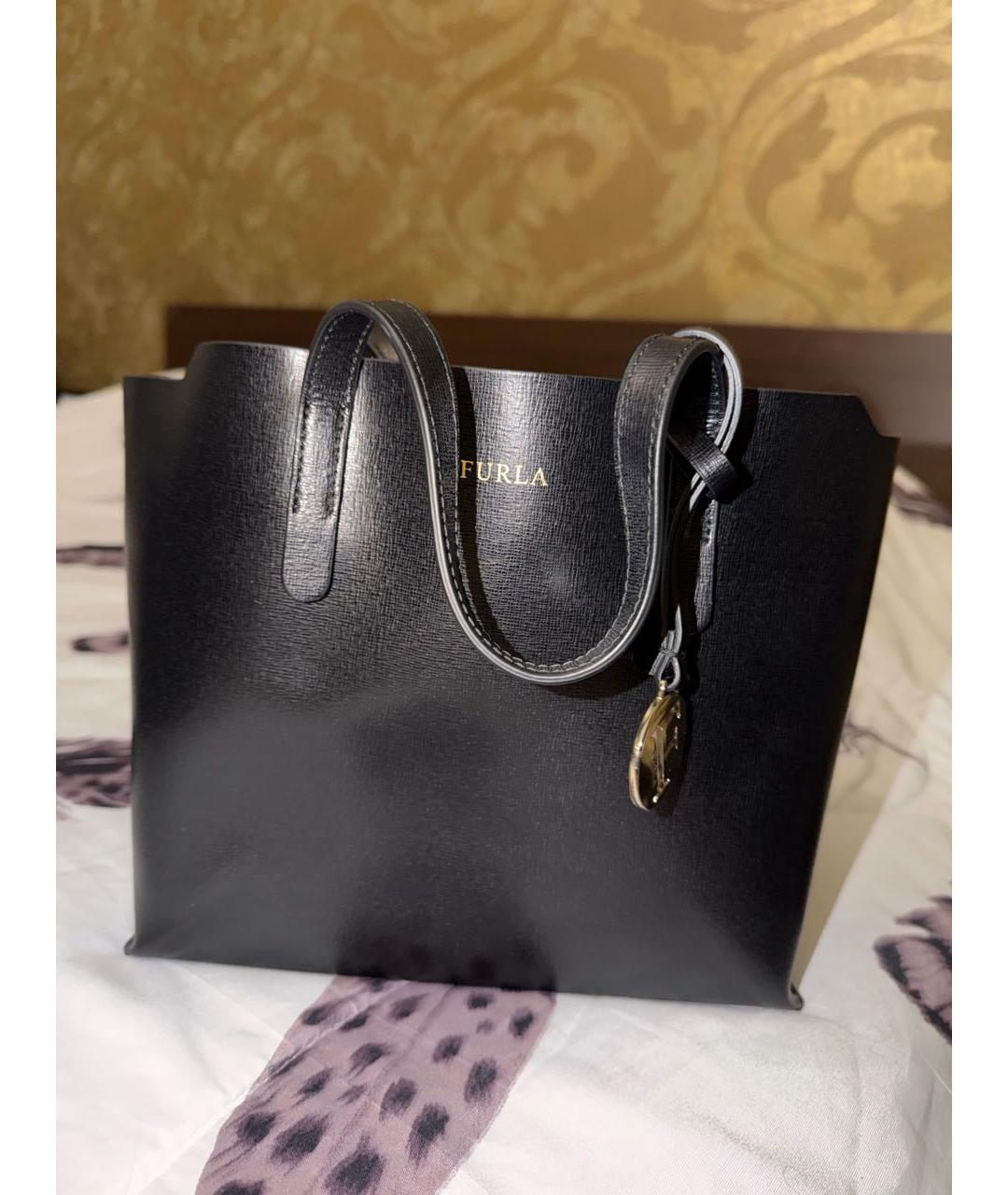 FURLA Черная кожаная сумка с короткими ручками, фото 9