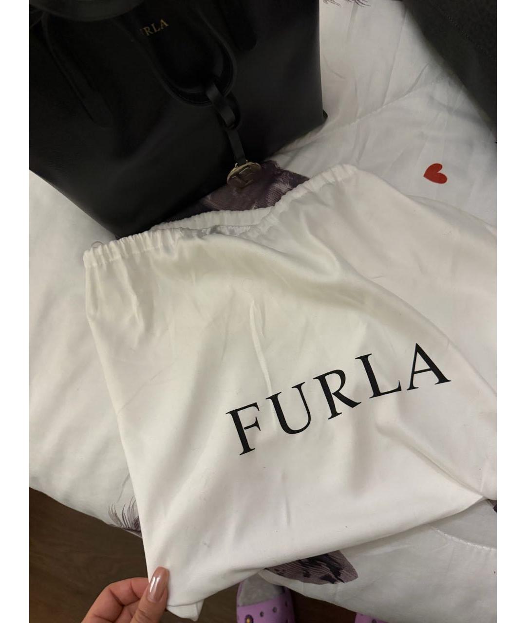 FURLA Черная кожаная сумка с короткими ручками, фото 8