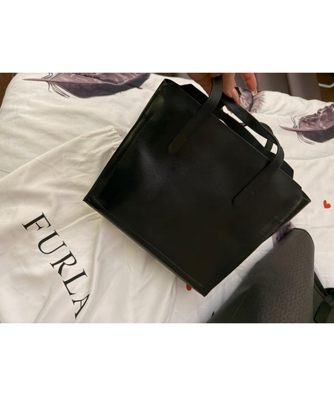 FURLA Черная кожаная сумка с короткими ручками, фото 5