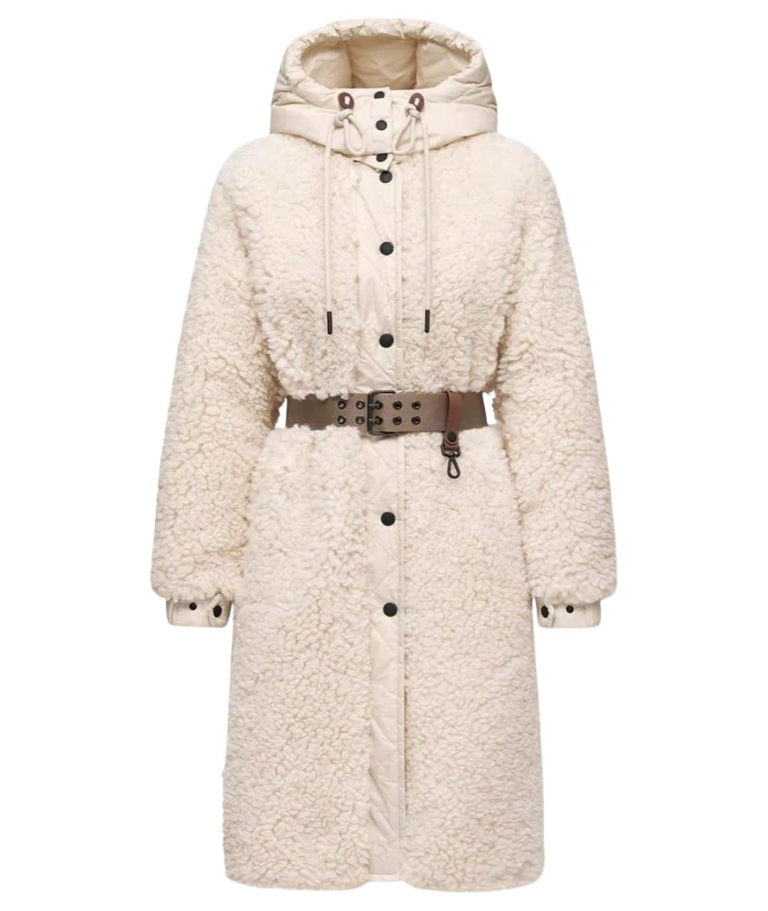 MONCLER Бежевый полиэстеровый пуховик, фото 1