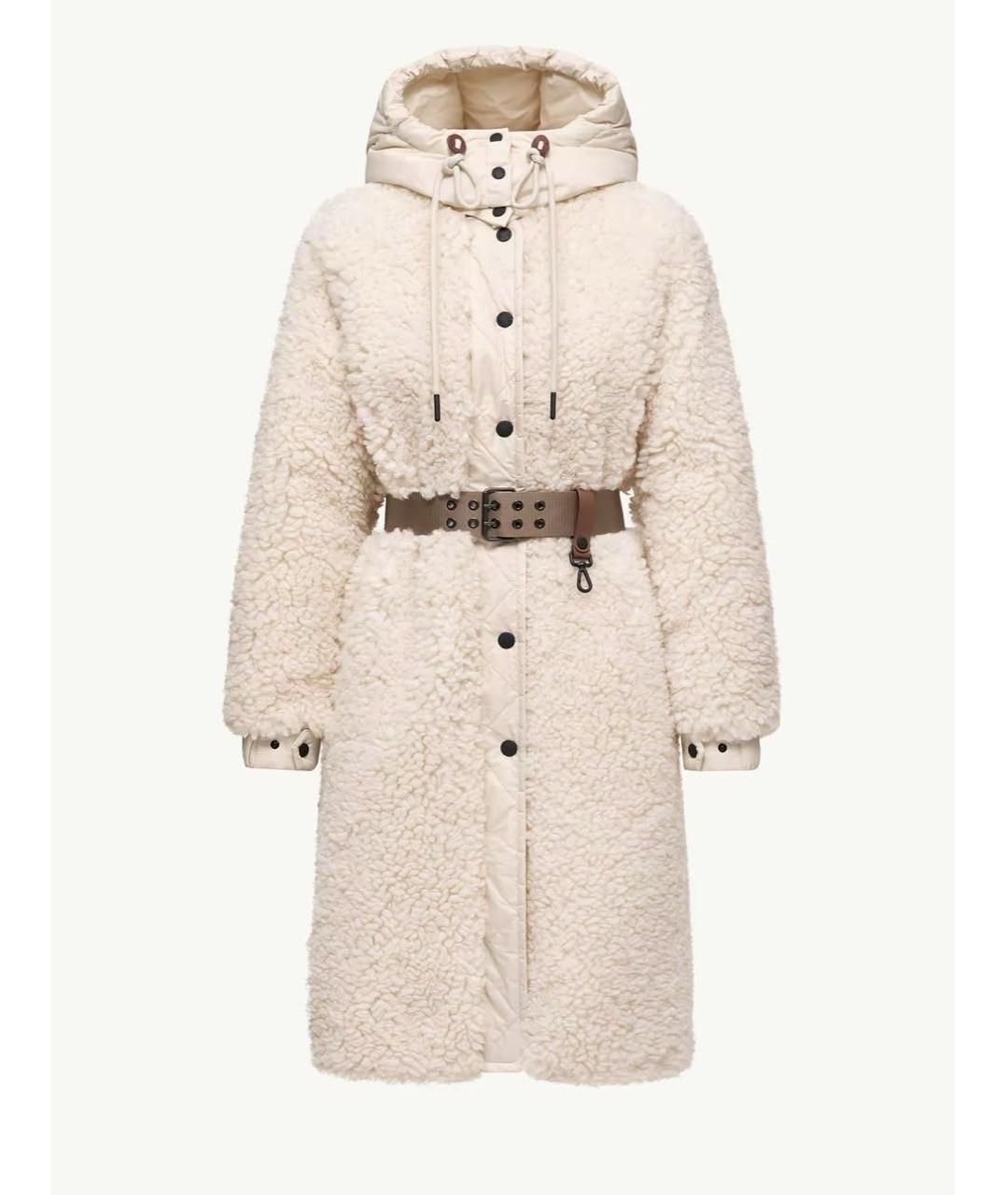 MONCLER Бежевый полиэстеровый пуховик, фото 7