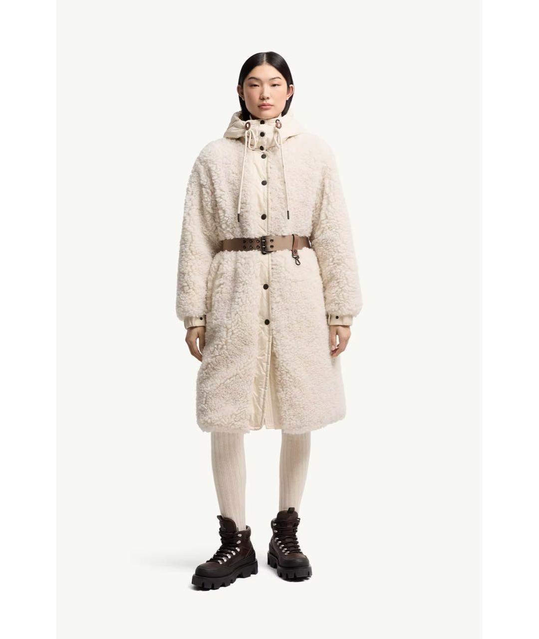 MONCLER Бежевый полиэстеровый пуховик, фото 2