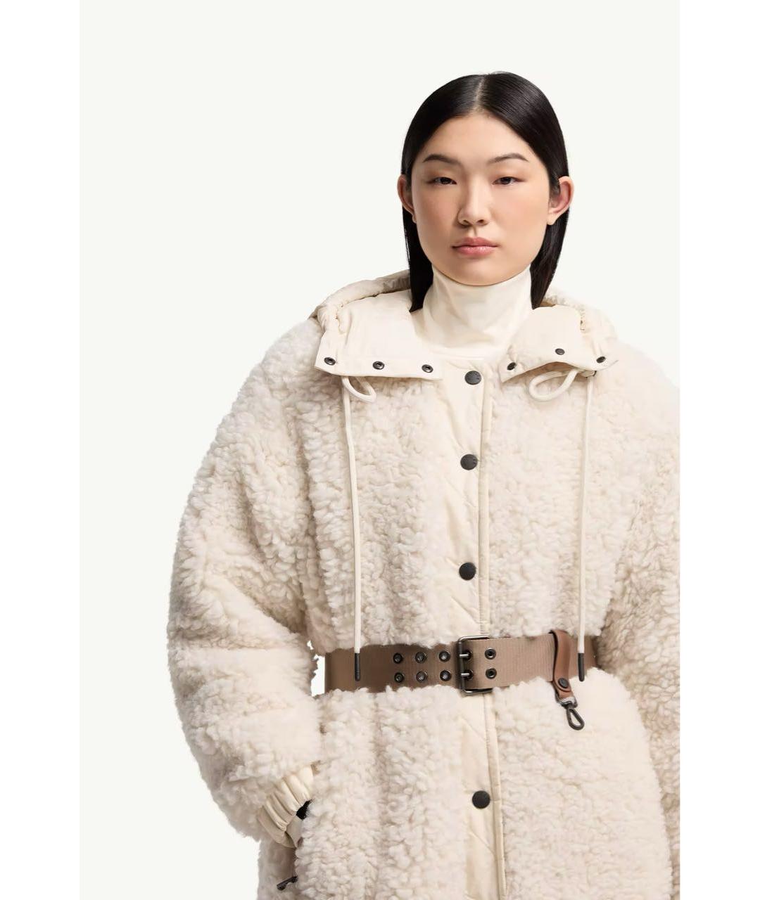 MONCLER Бежевый полиэстеровый пуховик, фото 5