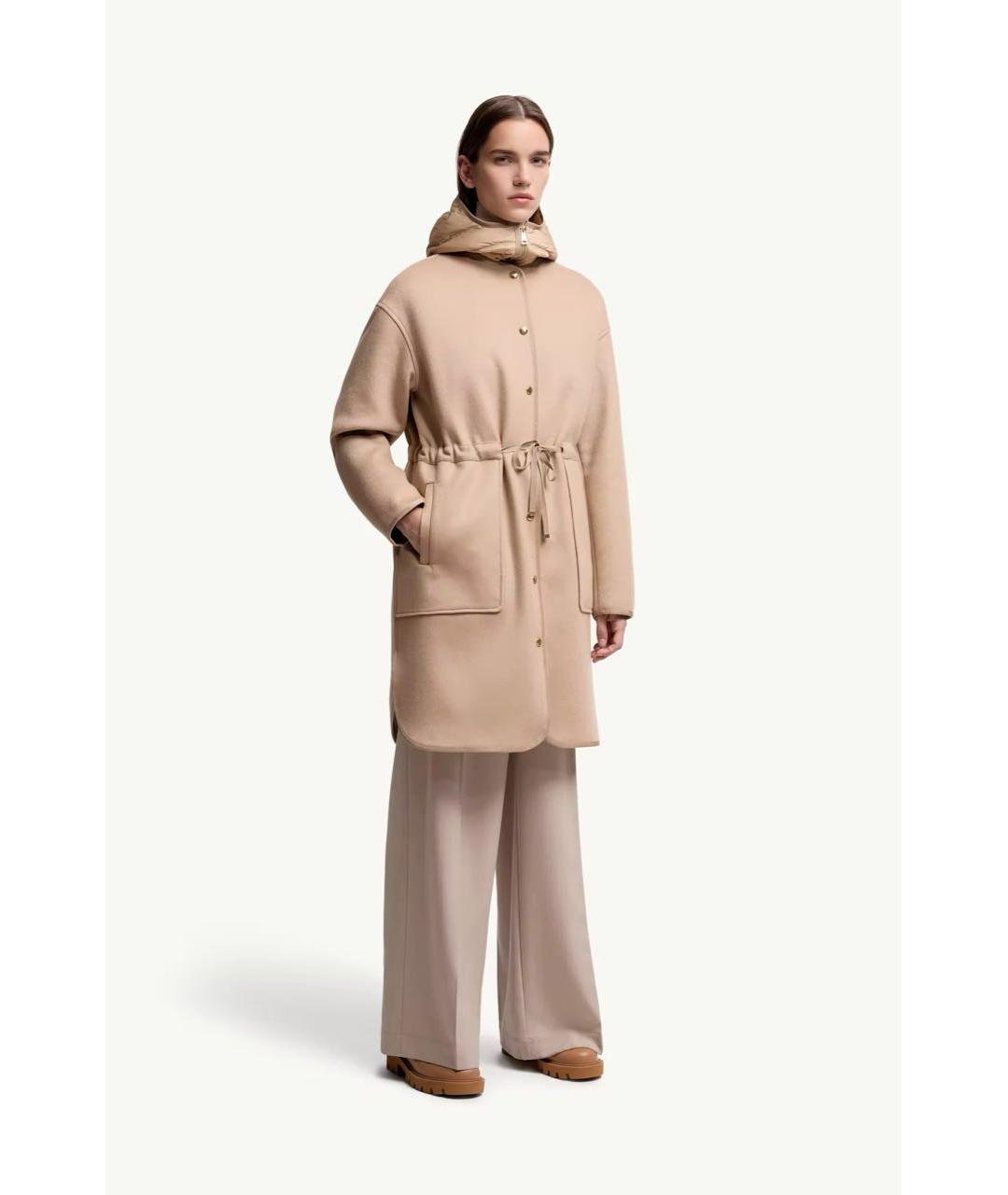 MONCLER Бежевый шерстяной пуховик, фото 2